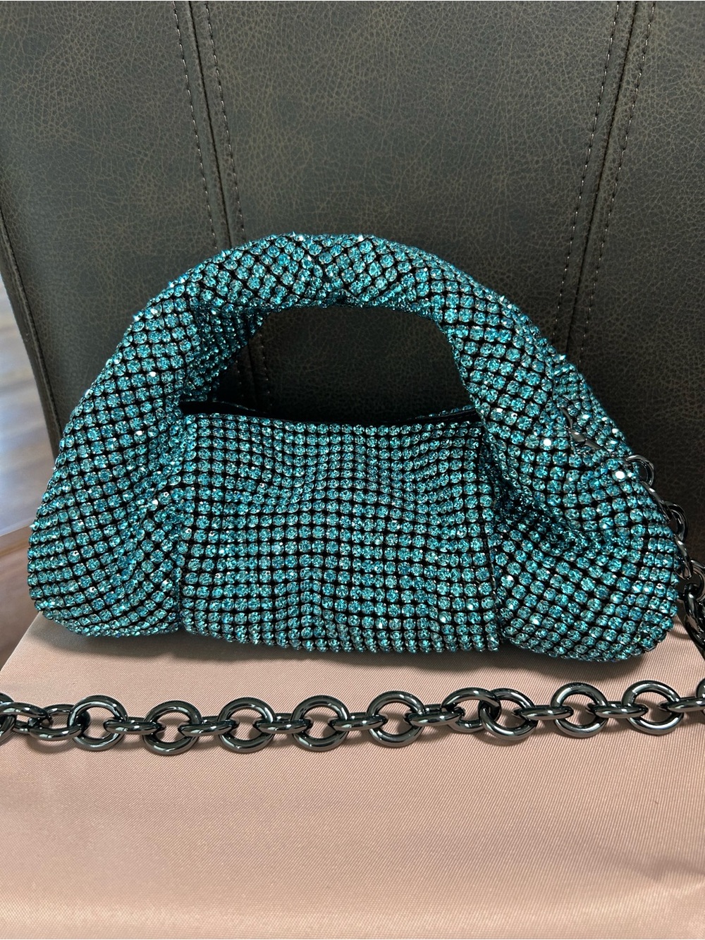 Stuart Weitzman Moda Shine Teal Mini Bag - Crystal embellished